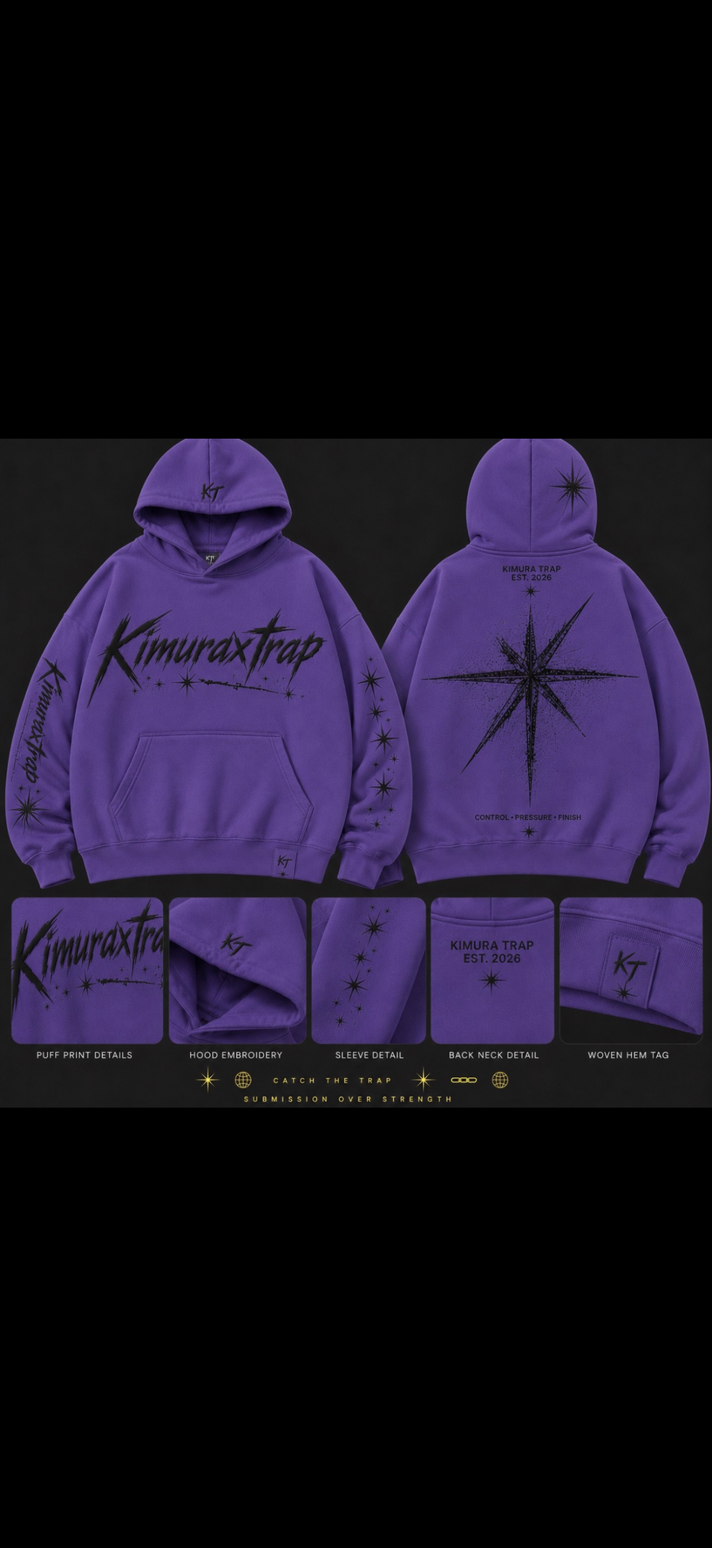 Kimuraxtrap- PURPLE + BLACK SIGNAL- baggy hoodie