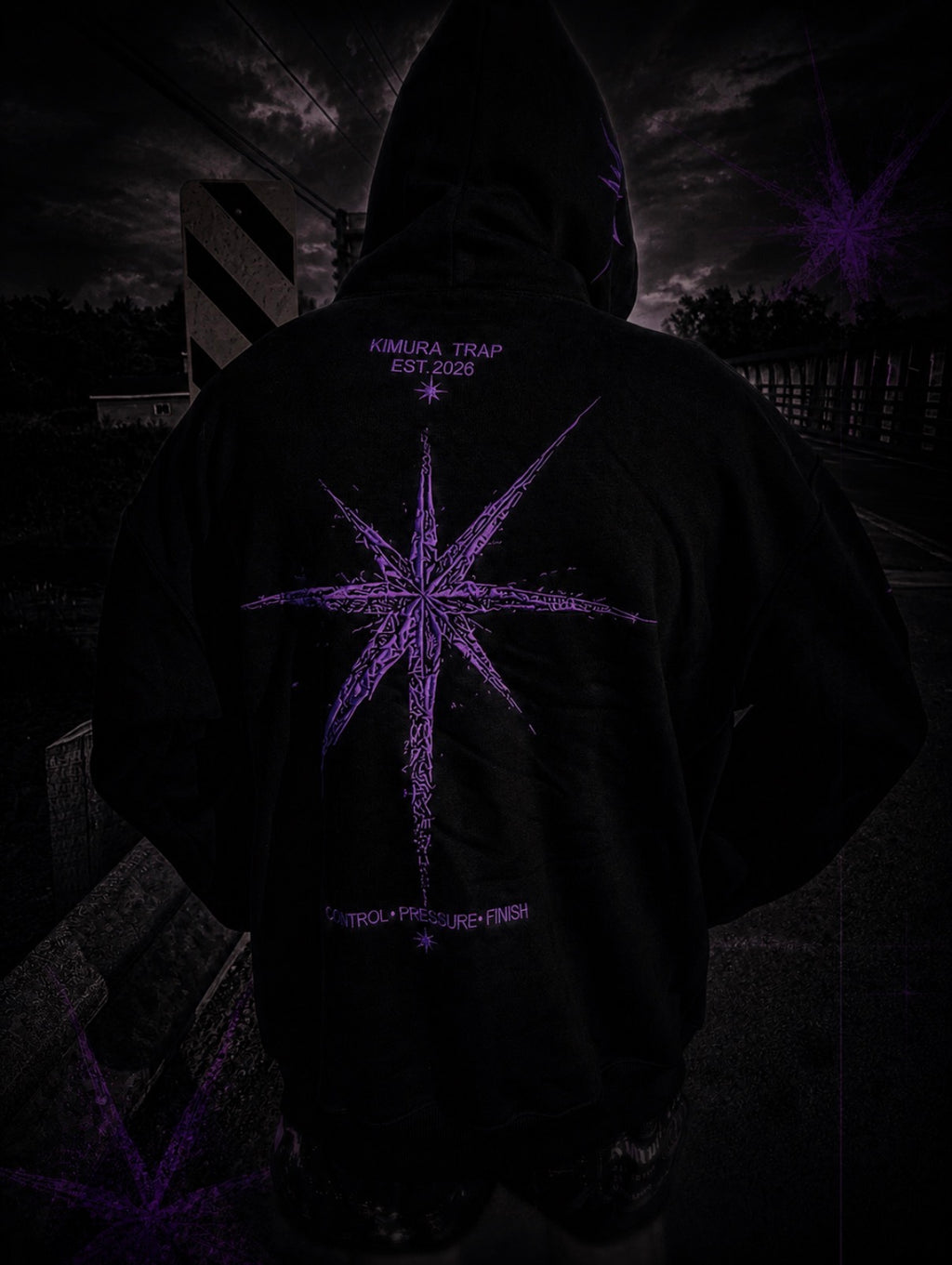 Kimuraxtrap- PURPLE SIGNAL- baggy hoodie