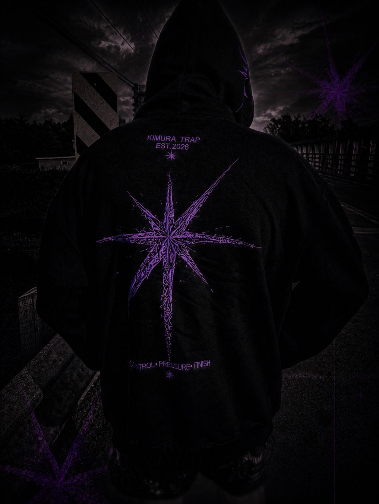 Kimuraxtrap- PURPLE SIGNAL- baggy hoodie