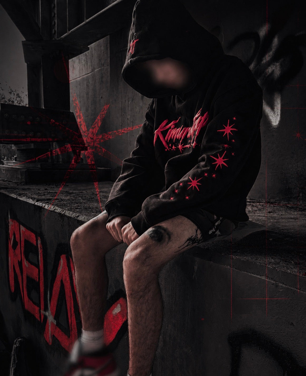 Kimuraxtrap- RED SIGNAL- baggy hoodie