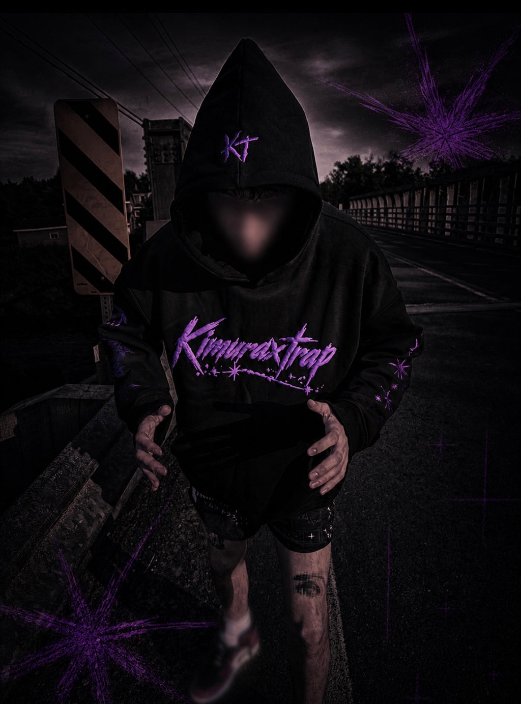 Kimuraxtrap- PURPLE SIGNAL- baggy hoodie
