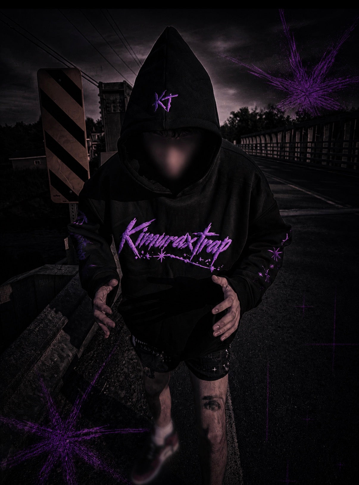 Kimuraxtrap- PURPLE SIGNAL- baggy hoodie